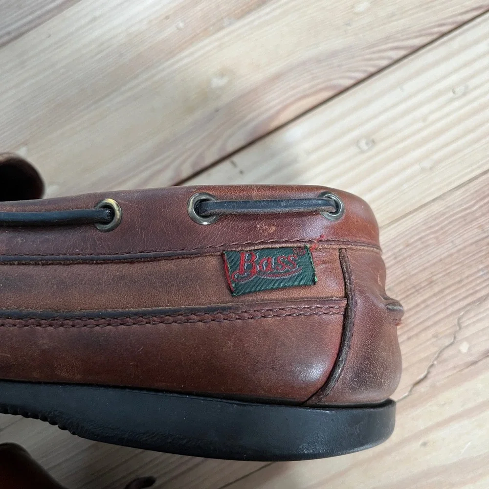 Bass Brown Leather Kiltie Tassel‎ Boat Shoes Mens 9.5 Preppy Slip On Loafers VTG